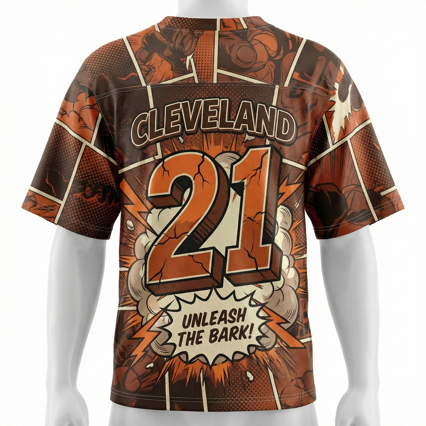 Vintage Comic Style Cleveland Football AOP Jersey - Gridiron Dawg Graphic Shirt