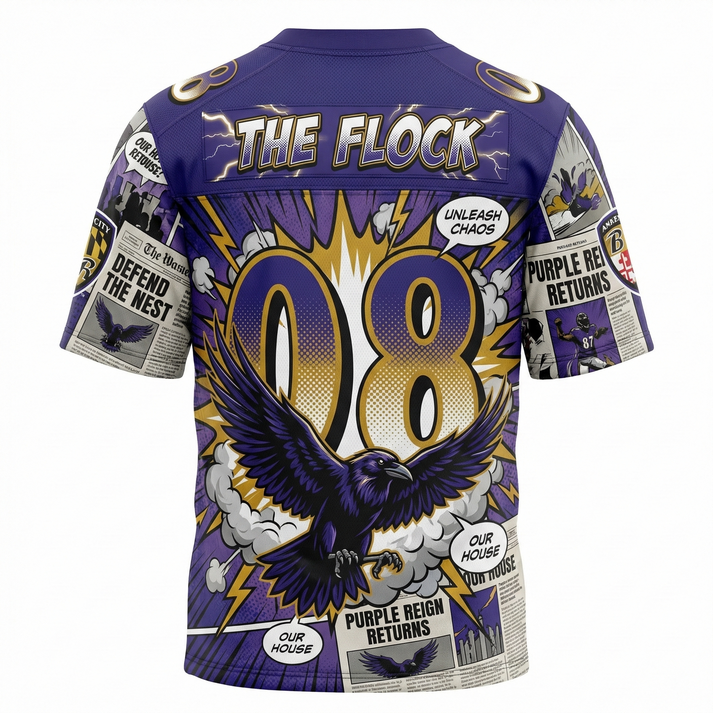 Charm City Football Heritage AOP Jersey - Purple & Black Comic Art Fan Shirt