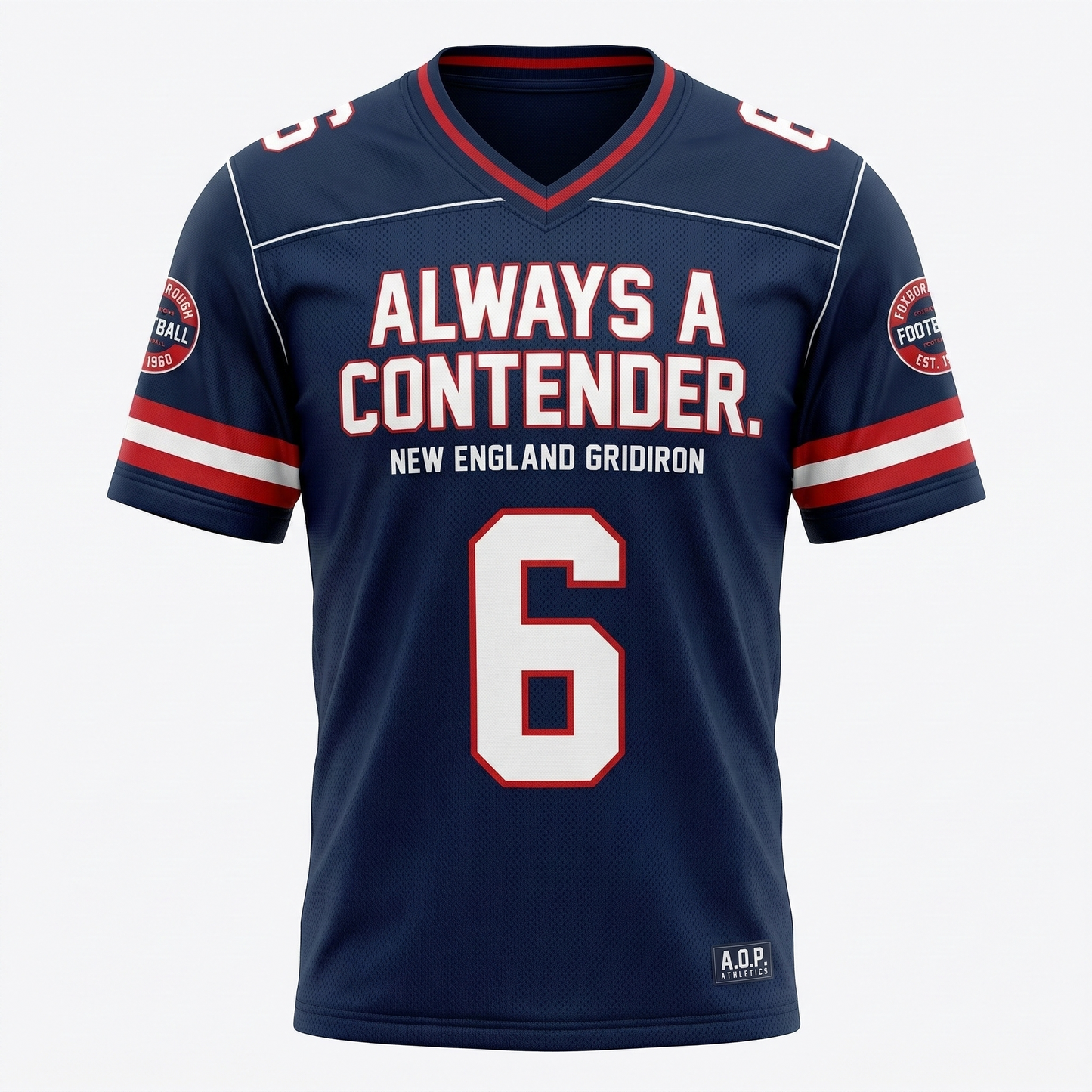 New England Gridiron 'Always A Contender' Slogan Football Jersey - Sports Apparel AOP Tee