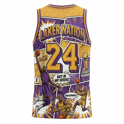 Los Angeles Lakers Dynamic Comic Basketball Jersey - Heritage Hype Unisex AOP Tank Top