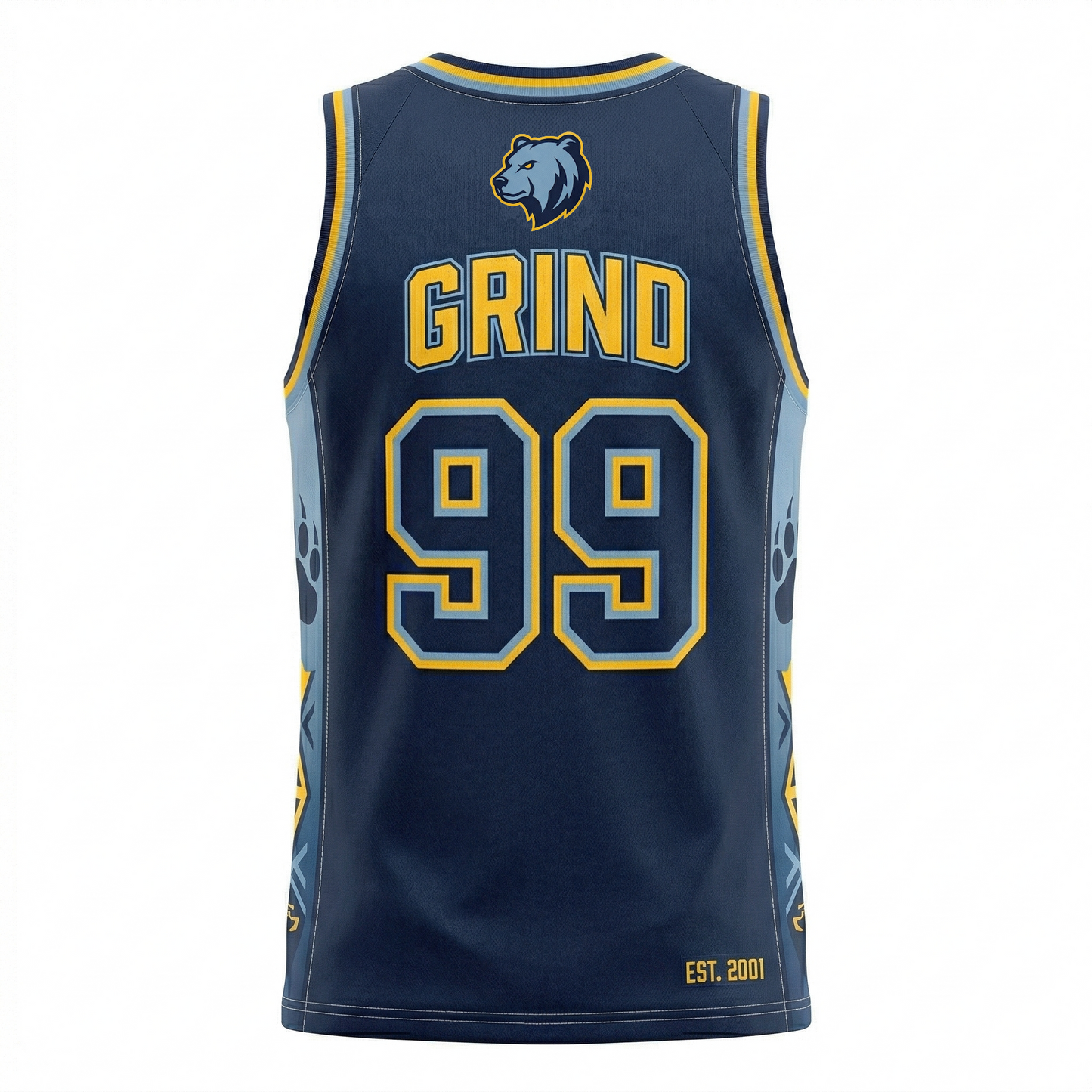 Unisex Memphis Basketball Jersey - Heritage AOP Fan Gear - Navy & Light Blue - Bluff City Sports Apparel