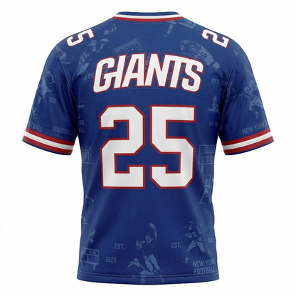 Unisex New York Football Heritage All-Over Print Jersey - Big Blue Retro Mesh Shirt