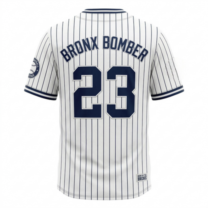 Unisex Classic Bronx Baseball Jersey - Vintage Pinstripe Heritage Button-Up Shirt AOP