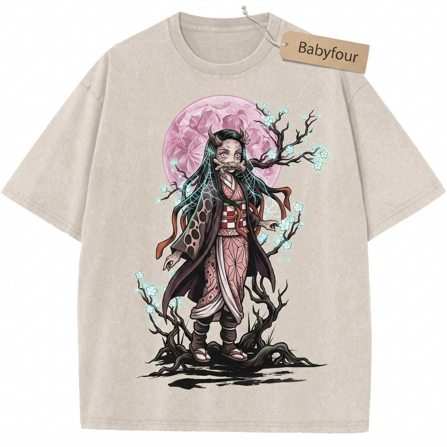 Vintage Japanese Anime Demon Sister Unisex T-Shirt, Retro Bamboo Muzzle Girl Graphic Tee