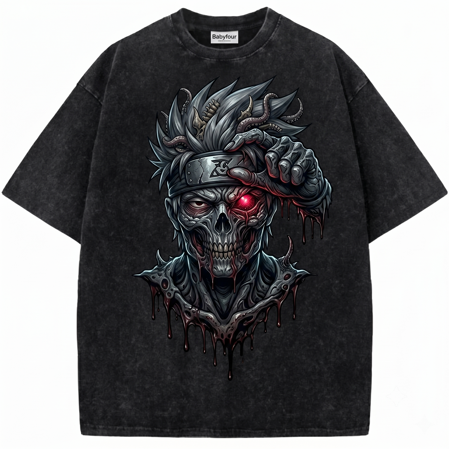 One-Eyed Ninja Copycat Graphic Acid Wash Heavyweight Tee Funny Ninja Gift Unisex T-shirt