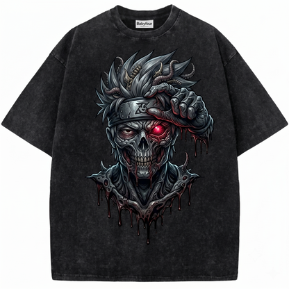 One-Eyed Ninja Copycat Graphic Acid Wash Heavyweight Tee Funny Ninja Gift Unisex T-shirt