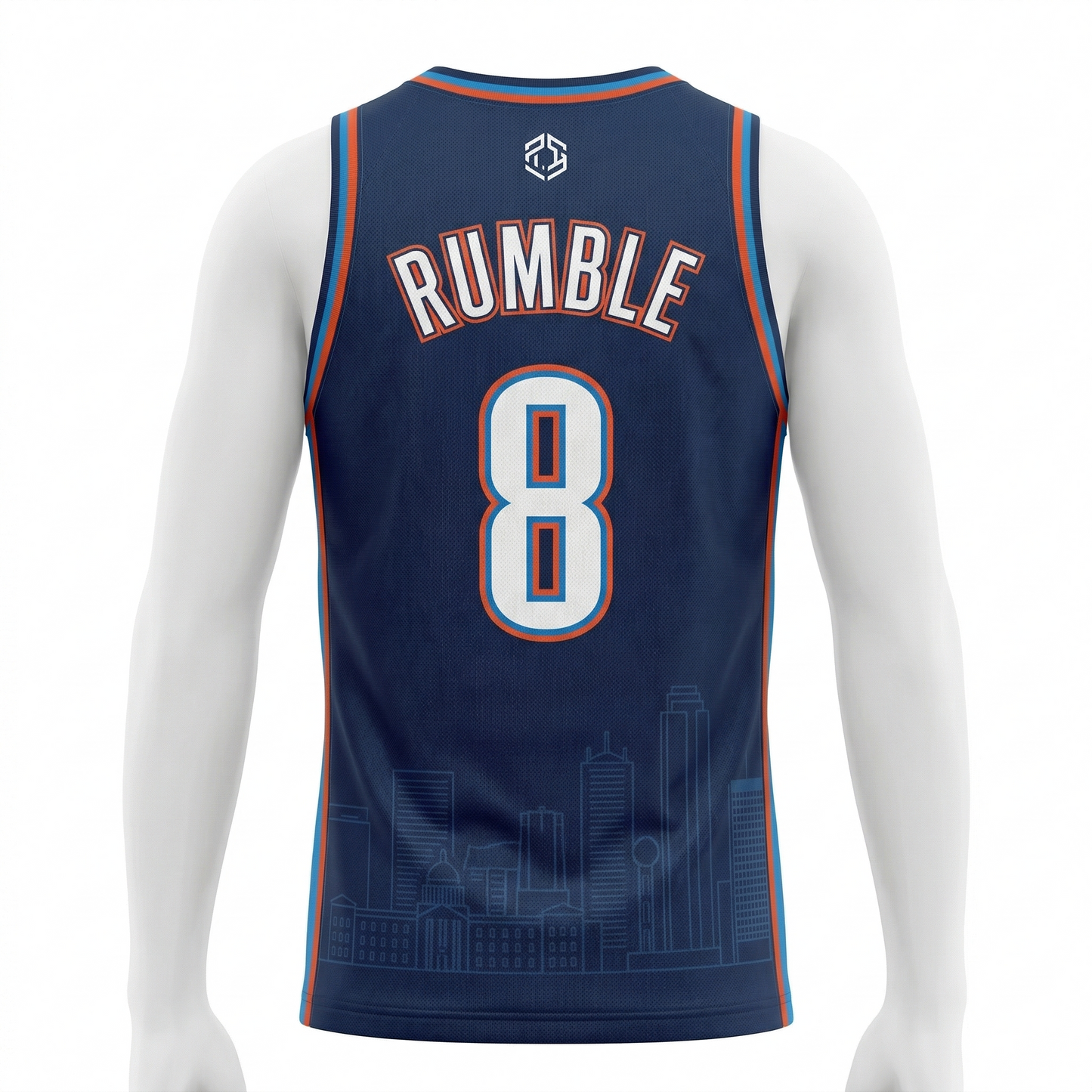Retro Hoops OKC Loud City Men's All-Over Print Basketball Jersey - Unisex Blue & Orange Heritage Standard Hype Graphic Tee