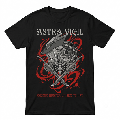 Gothic Astral Clocktower Lady Gaming Tee - Hunter's Dark Sign Cosmic Horror Action RPG Fan Merchandise Unisex T-Shirt