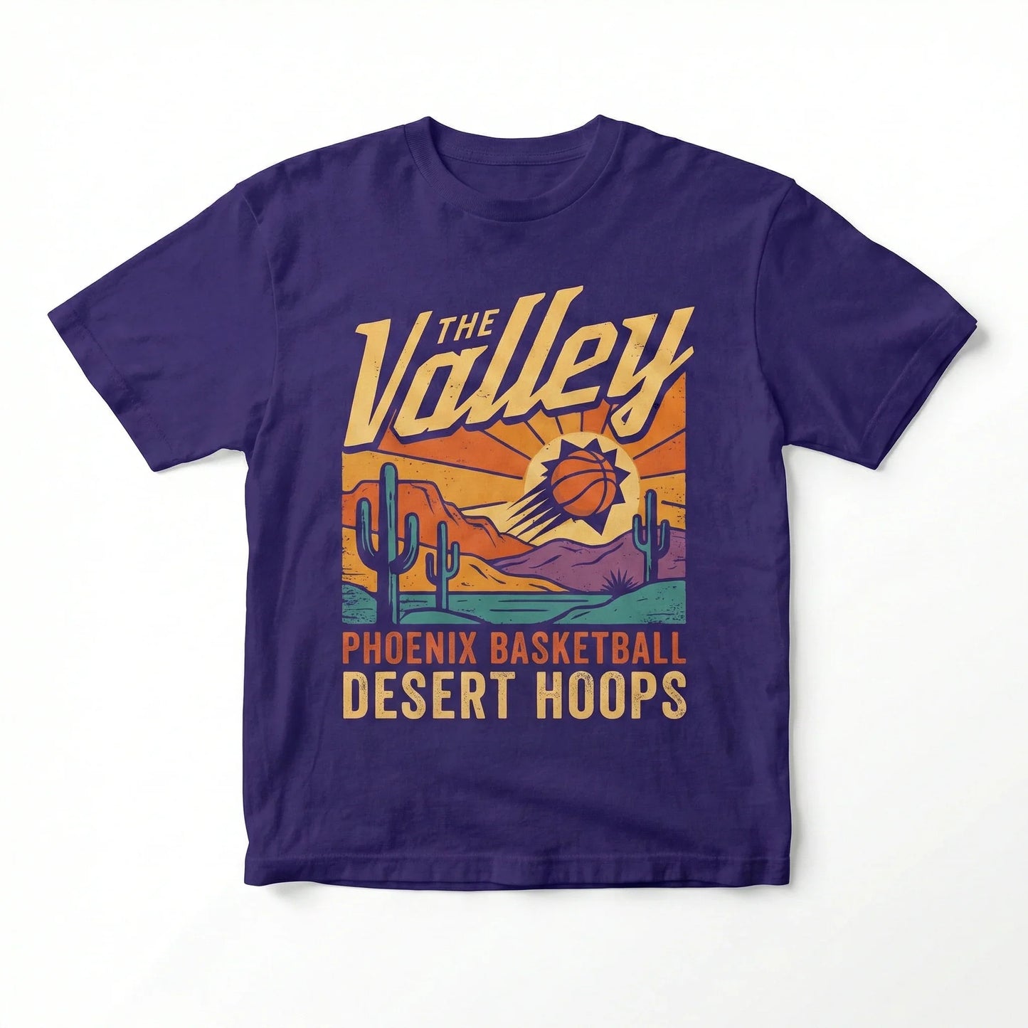 Vintage Phoenix Basketball The Valley Graphic T-Shirt - Desert Hoops Fan Apparel