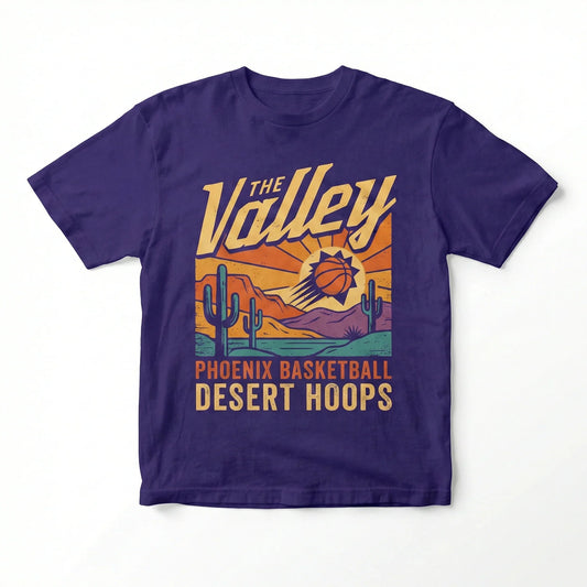Vintage Phoenix Basketball The Valley Graphic T-Shirt - Desert Hoops Fan Apparel