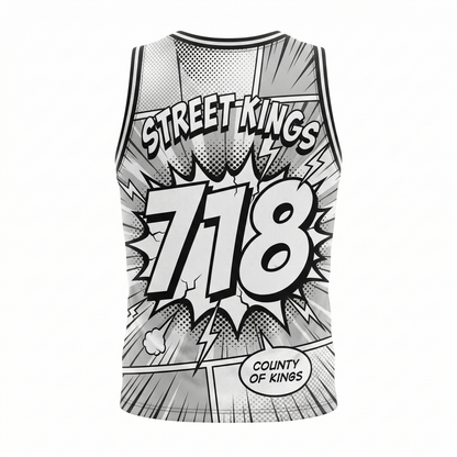 Vintage Brooklyn Hoops Graphic Jersey | 90s Comic Style BK Basketball Tank Top