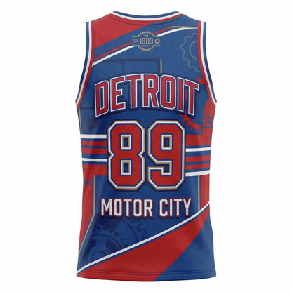 Detroit Basketball Heritage Classic AOP Unisex Jersey - Red & Blue 'Bad Boys' Vibe