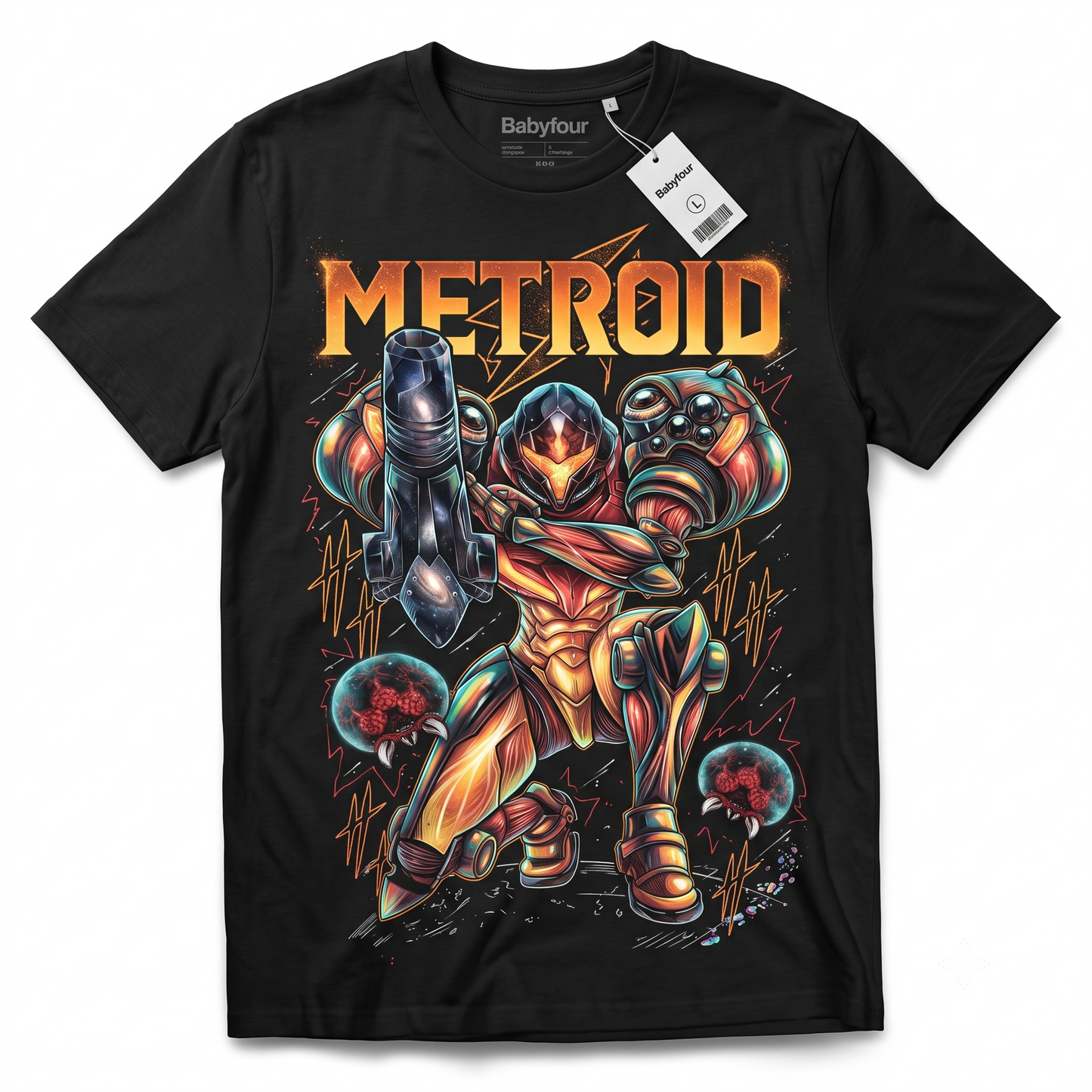 Vintage Sci-Fi Space Bounty Hunter Graphic T-Shirt - Retro Gaming Heavyweight Cotton Tee