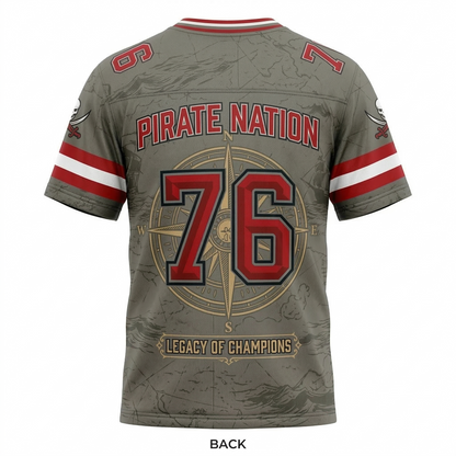 Tampa Bay Legacy Heritage Football Jersey - Pewter & Red Gridiron Fan Apparel - Unisex AOP