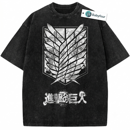 Scouting Legion Wings of Freedom Vintage Graphic Tee - Retro Anime Distressed Unisex T-Shirt