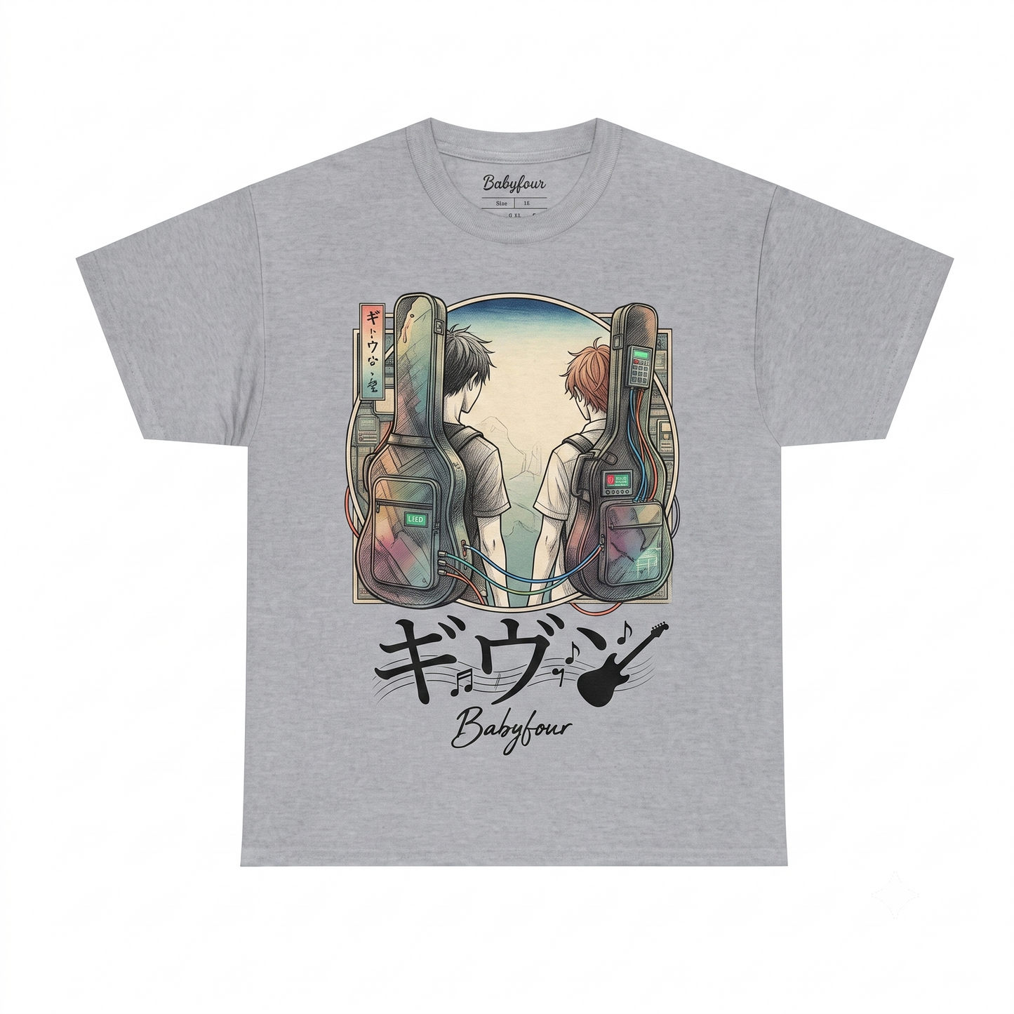 Romantic Musical Anime Characters Graphic Tee - Sad Boy Love Retro Vintage Unisex T-shirt