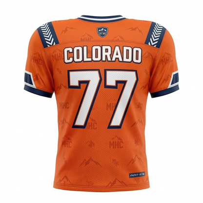 Unisex Mile High City Heritage Football Jersey - Vintage Orange & Navy All-Over Print Game Day Shirt