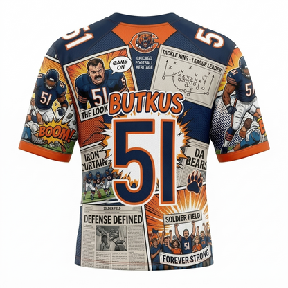 Windy City Midway Comic Graphic Football Jersey - Unisex All-Over Print V-Neck Shirt
