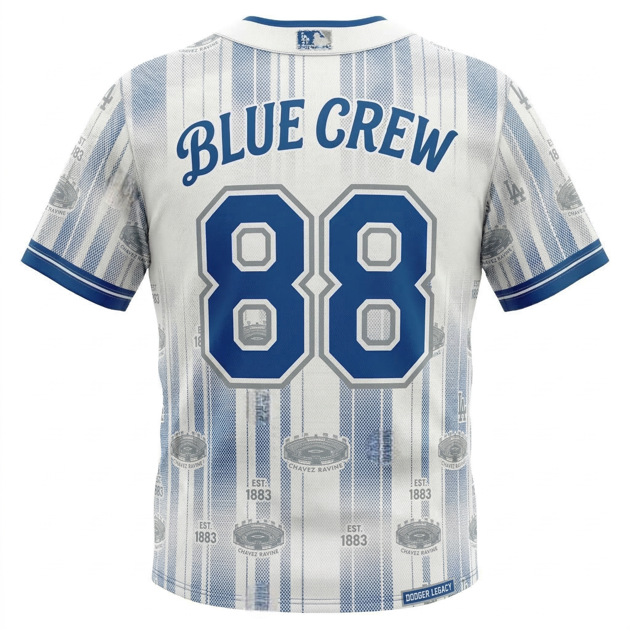 Unisex LA Blue Crew Baseball Jersey - Chavez Ravine 1883 All-Over Print Button-Down Shirt