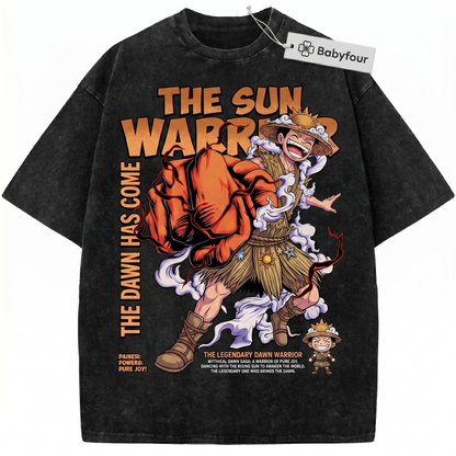 Retro Sun God Nika Graphic Tee - Vintage Anime Inspired Heavyweight Streetwear Unisex T-Shirt