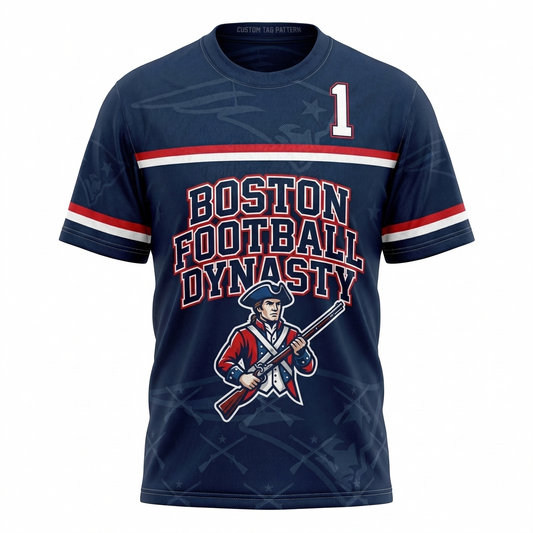 Boston Football Dynasty Jersey AOP - Navy Red White Heritage Edition