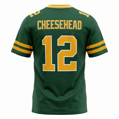Men's Titletown Green and Gold Football Jersey - "In Gouda We Trust" Pro-Style AOP