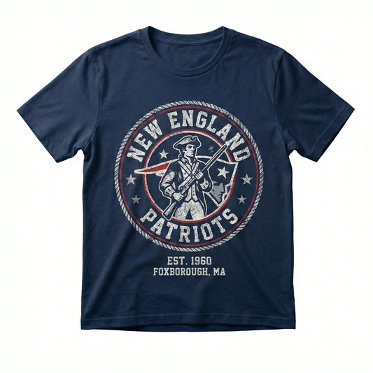 New England Patriots Fan Gear Vintage Distressed Graphic T-Shirt | Multiple Colors & Styles