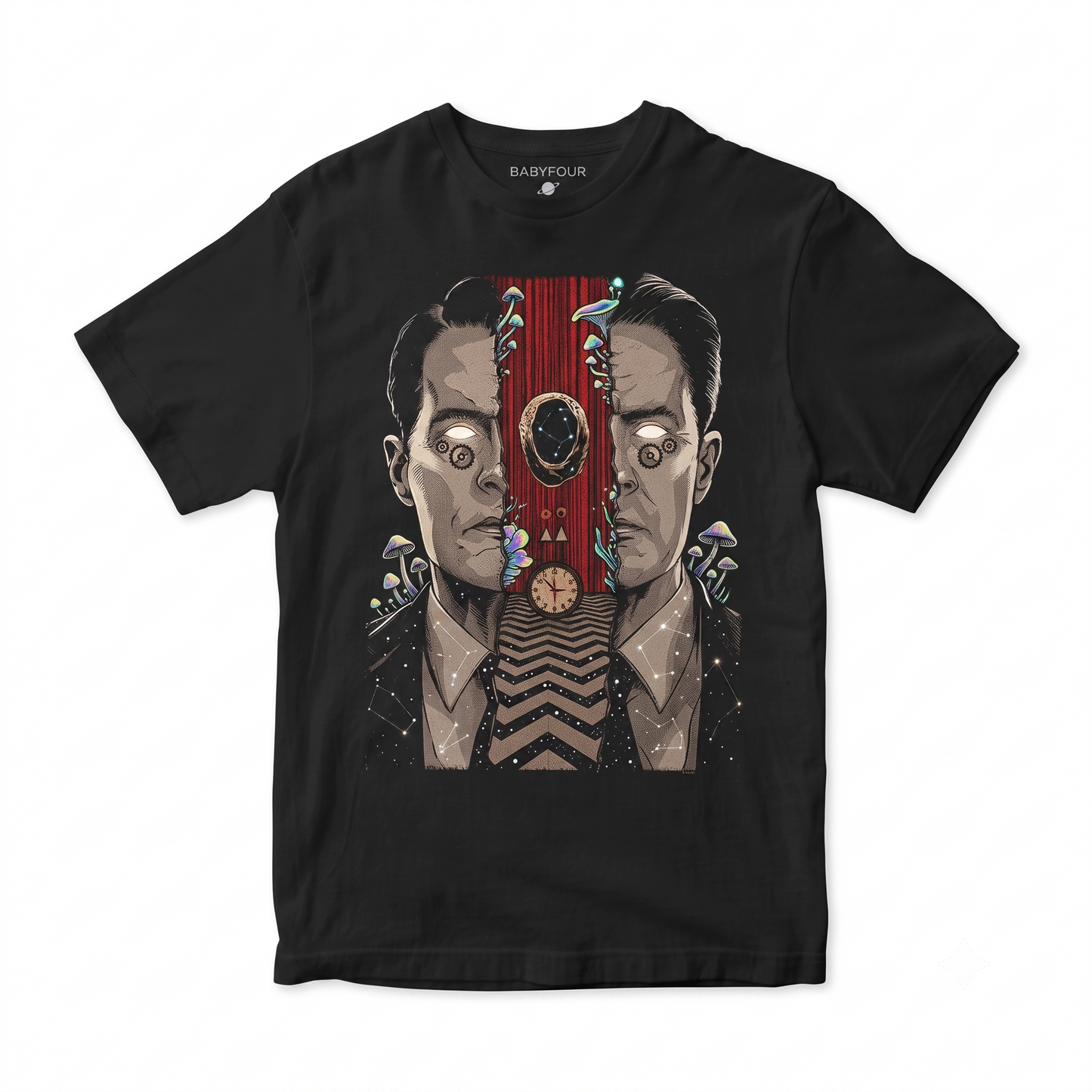 Mysterious Red Room Retro Graphic Tee - Vintage Detective Chevron Floor Cult TV Series Unisex T-shirt
