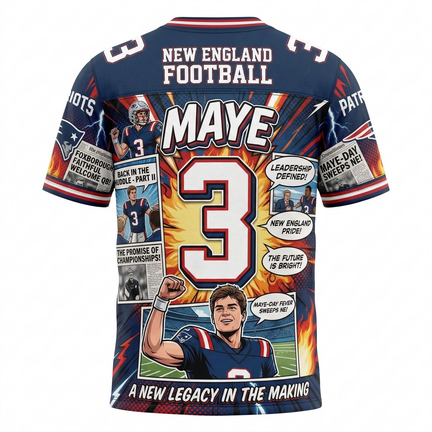 Maye-Day Foxborough Football Comic Style Jersey
