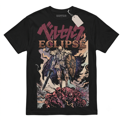 Dark Swordsman and Skeleton Warrior Retro Graphic Manga Tee - Vintage Japanese Anime Unisex T-shirt