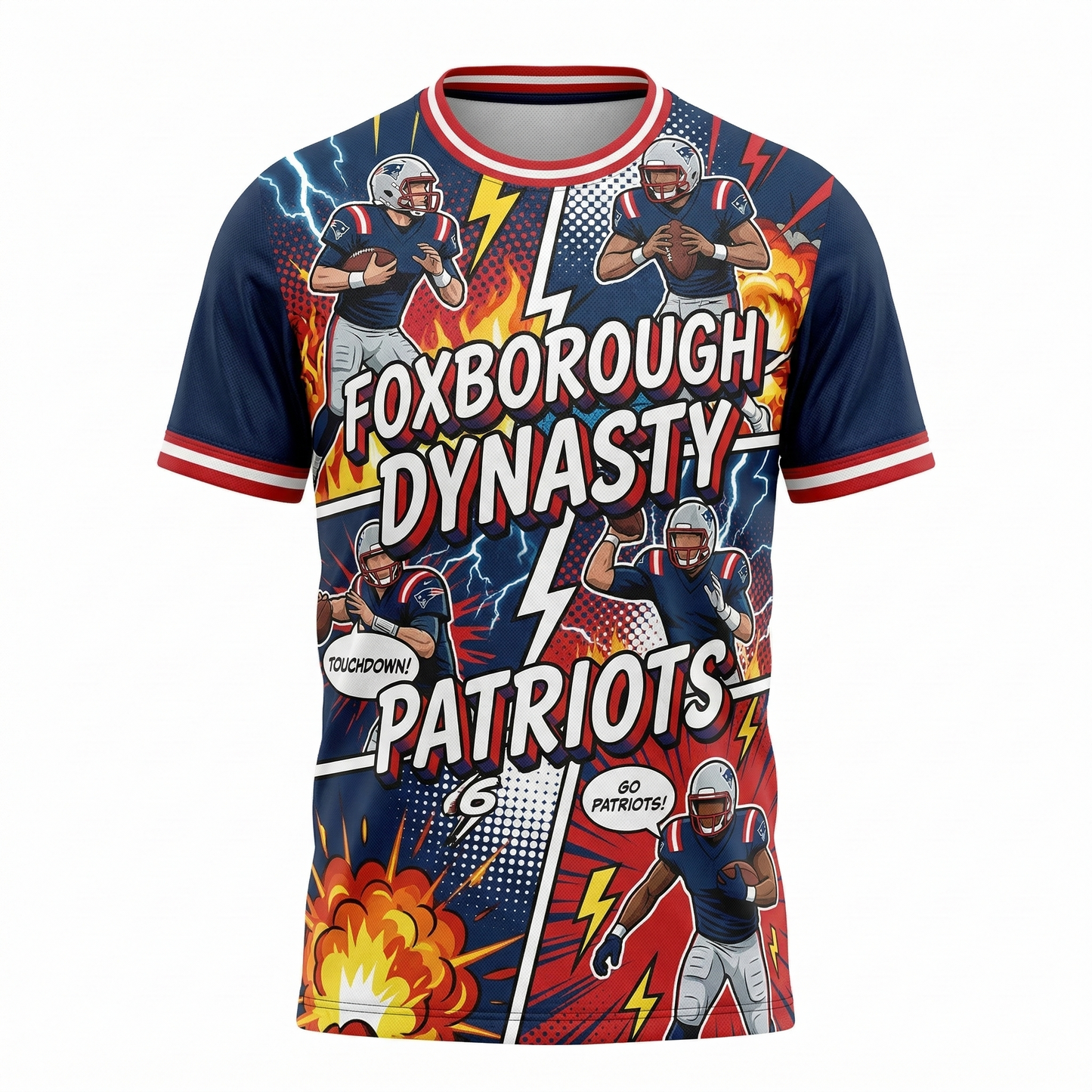 Foxborough Dynasty Comic Style AOP Football Jersey