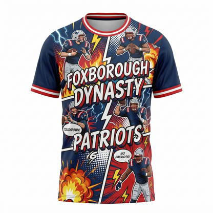 Foxborough Dynasty Comic Style AOP Football Jersey