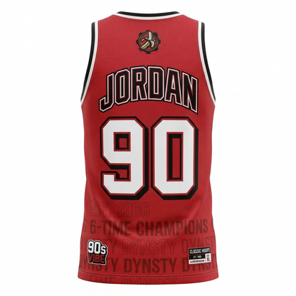 Unisex Windy City Dynasty Basketball Jersey | Retro 90s Hoops Vibe | Red & Black AOP Tank Top