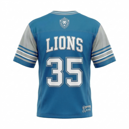 Detroit Lions-inspired "Motor City" Football Jersey - Blue and Silver Vintage Style NFL Fan Apparel - Unisex Mesh Top for Gameday
