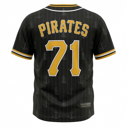 Pittsburgh Retro Baseball Jersey - Steel City Classic Design, Unisex Button-Up Sportswear - Heritage AOP