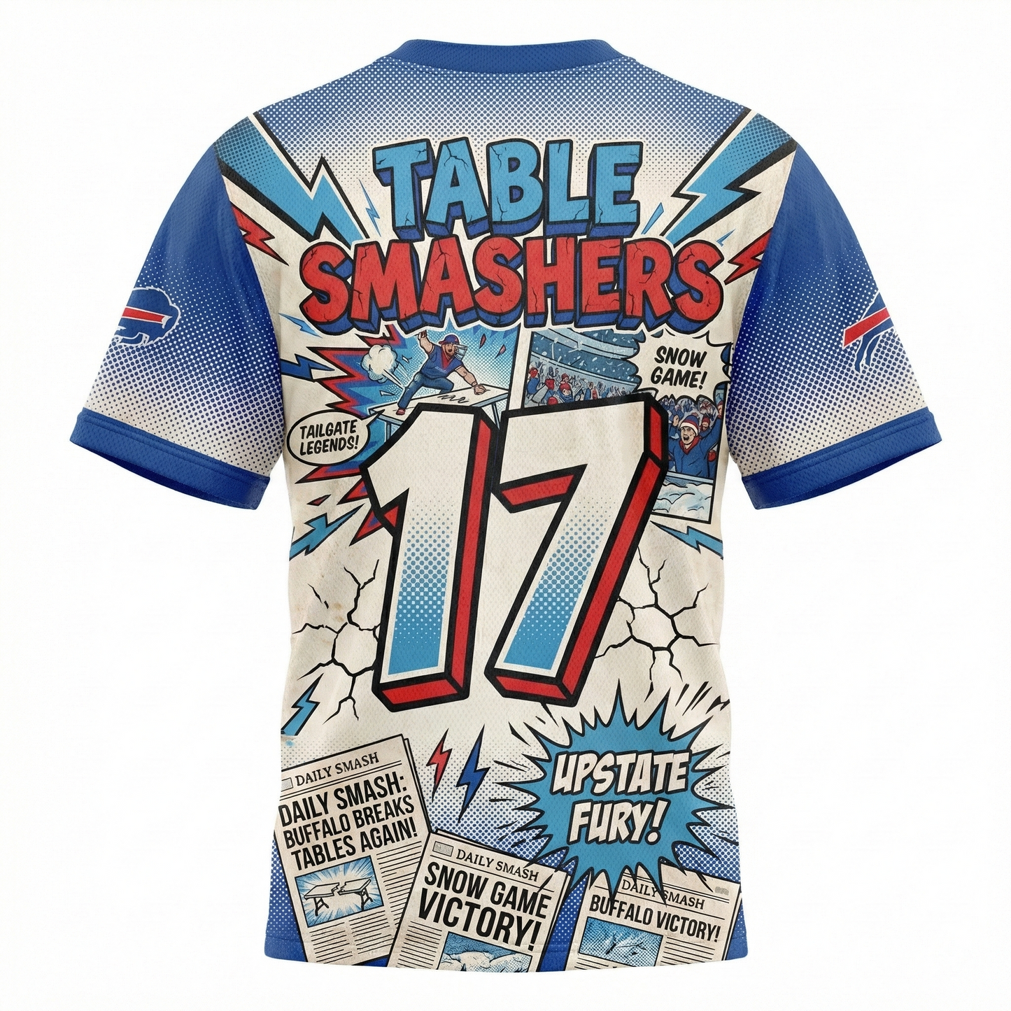 Buffalo Football "Table Smasher" Comic Art AOP Jersey – Retro Upstate Gameday Shirt