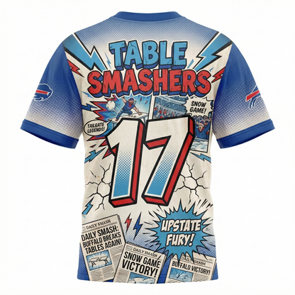 Buffalo Football "Table Smasher" Comic Art AOP Jersey – Retro Upstate Gameday Shirt