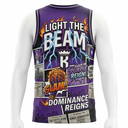 Sacramento Hoops Comic Art Basketball Jersey - Unisex Purple Retro Graphic Tank Top