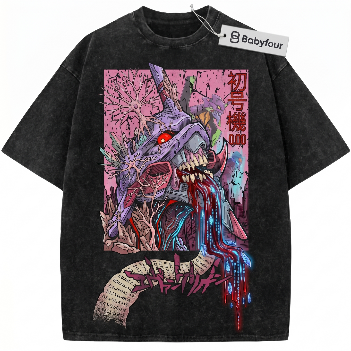 Purple Bio-Mechanical Cyborg Monster Graphic Clothing - Japanese Manga Cyberpunk Streetwear Unisex Tshirt