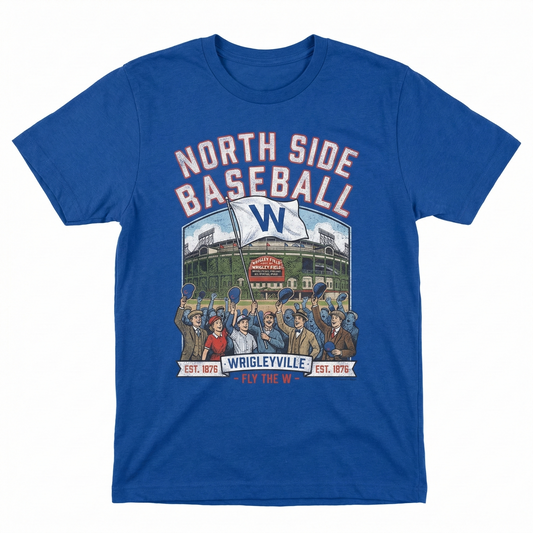 orth Side Chicago Baseball Fan Apparel | Vintage W Flag Game Day Shirt & Hoodie