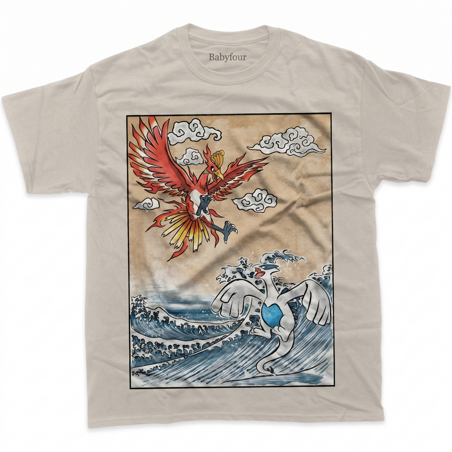 Japanese Retro Ukiyo-e Mythical Flying Monsters Graphic Tee Art Sand Unisex T-Shirt