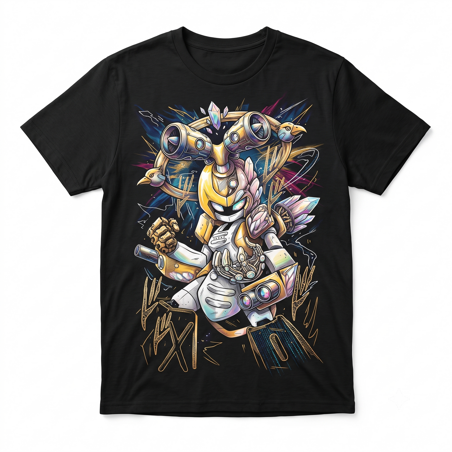 Mechanical Robot Warrior Graphic Tee - Sci-Fi Battle Mecha Art - Vintage Style Unisex T-shirt
