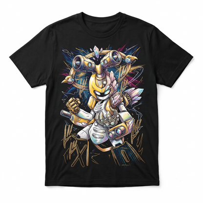 Mechanical Robot Warrior Graphic Tee - Sci-Fi Battle Mecha Art - Vintage Style Unisex T-shirt