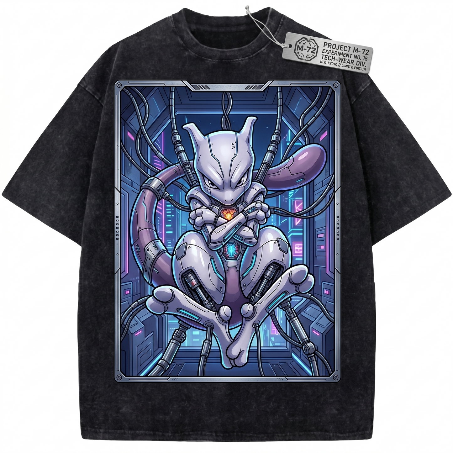 Psychic Mythical Cat Tangled Cable Graphic Vintage Washed Heavyweight Unisex T-Shirt
