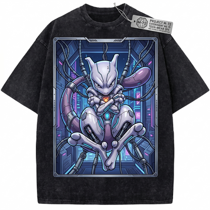 Psychic Mythical Cat Tangled Cable Graphic Vintage Washed Heavyweight Unisex T-Shirt