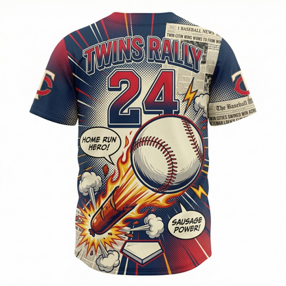 Twin Cities Baseball Rally Comic Art AOP Button-Up Jersey Unisex