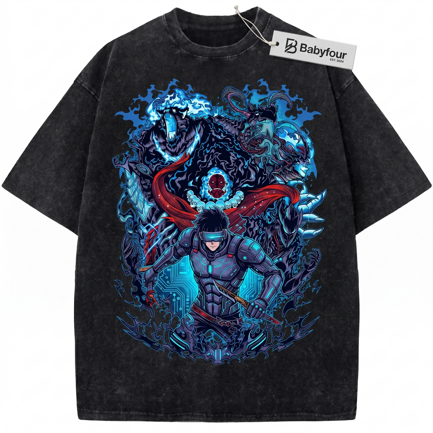 Shadow Monarch Graphic Tee Vintage Washed Anime Unisex T-shirt