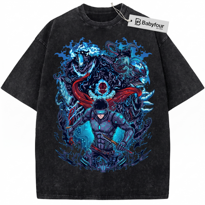 Shadow Monarch Graphic Tee Vintage Washed Anime Unisex T-shirt