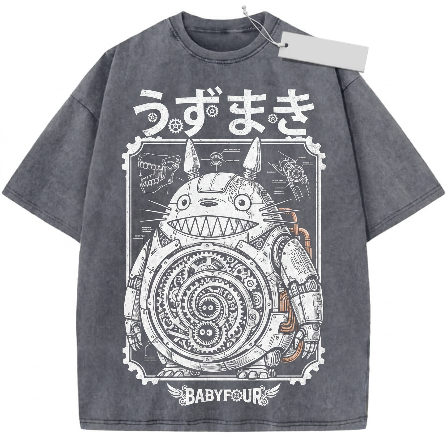 Vintage Dark Spiral Anime Monster Graphic Tee - Retro Whimsical Cute Cat Creature Unisex T-Shirt