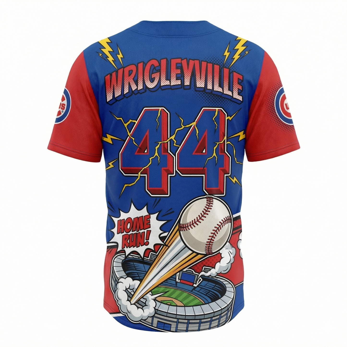Men's North Side Baseball Button-Up Jersey - 90s Vintage Comic Style - Windy City Heritage AOP